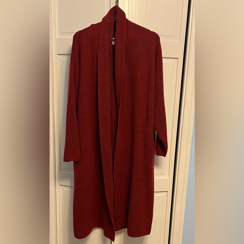 Long Burgundy Cardigan